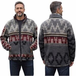 Vintage Molina Indian Drawing Blanket Jacket | Aztec Western Zip | XL
